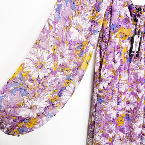 NWT Nasty Gal Plus Size Lilac Floral Lace Up Skater Dress 16 - Picture 2 of 6